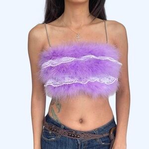 Lavender Faux Fur Crop Top 💜